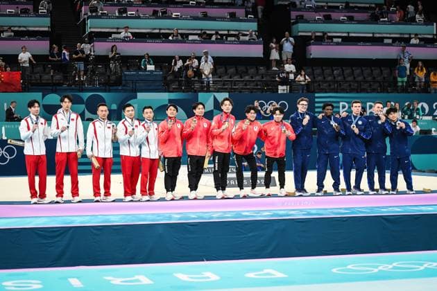Paris 2024, gymnastics, men, team, final, award ceremony