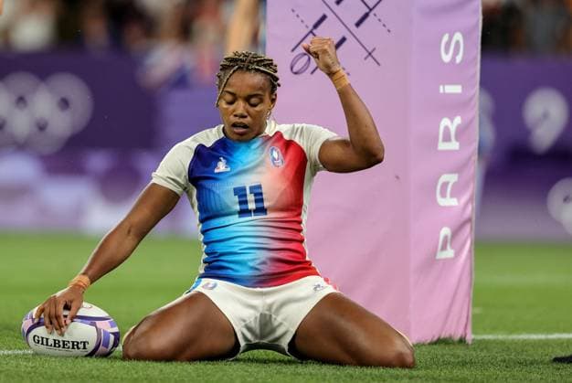 Paris 2024 Olympic Games, Olympische Spiele, Olympia, OS Stade de France, Saint-Denis, Paris, France 29 7 2024 Women™s Rugby Sevens - Quarter-Final France vs Canada France™s Ian Jason scores a try Ian Jason scores a try 29 7 2024  Copyright: x INPHO DanxSheridanx C36I9178