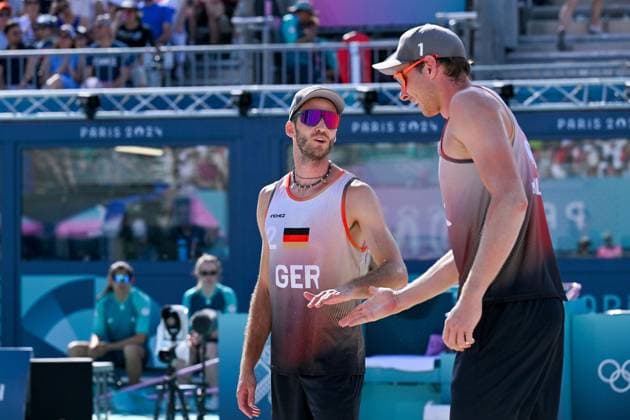 Olympic Games Beach Volleyball Paris 30 07 2024 Preliminary round, Men, GER FRA, Nils Ehlers 1, GER , Clemens Wickler 2, GER , Copyright: xBEAUTIFULxSPORTS TomxBlochx