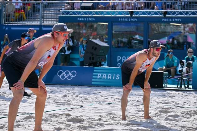 Olympic Games Beach Volleyball Paris 30 07 2024 Preliminary round, Men, GER FRA, Nils Ehlers 1, GER , Clemens Wickler 2, GER , Copyright: xBEAUTIFULxSPORTS TomxBlochx