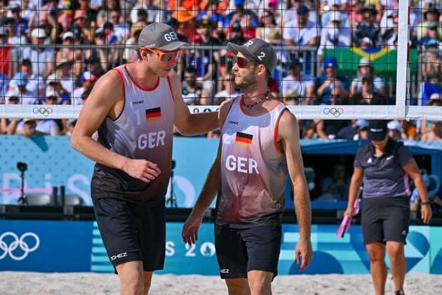 Olympic Games Beach Volleyball Paris 30 07 2024 Preliminary round, Men, GER FRA, Nils Ehlers 1, GER , Clemens Wickler 2, GER , Copyright: xBEAUTIFULxSPORTS TomxBlochx