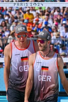 Olympic Games Beach Volleyball Paris 30 07 2024 Preliminary round, Men, GER FRA, Nils Ehlers 1, GER , Clemens Wickler 2, GER , Copyright: xBEAUTIFULxSPORTS TomxBlochx