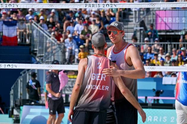 Olympic Games Beach Volleyball Paris 30 07 2024 Preliminary round, Men, GER FRA, Nils Ehlers 1, GER , Clemens Wickler 2, GER , Copyright: xBEAUTIFULxSPORTS TomxBlochx