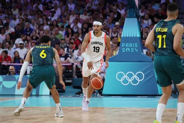 Andrew NEMBHARD (Canada) Mens basketball, Canada vs Australia, Men s preliminary round during the Olympic Games, Olympische Spiele, Olympia, OS Paris 2024. photo Laurent Sanson DPPI Panoramic JO 2024 : BASKET BALL - Canada vs Australie - Jeux Olympiques 2024 - Paris2024 - Lille - 30 07 2024 DPPI Panoramic 