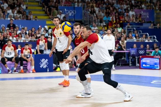 KARLITZEK Moritz Germany, 14 on the ball, FRA, Olympic Games Paris 2024, Volleyball, Men, United States of America USA vs. Germany GER , Group Stage, Pool C, 30 07 2024 FRA, Olympic Games Paris 2024, Volleyball, Men, United States of America USA vs. Germany GER , Group Stage, Pool C, 30 07 2024 Paris Copyright: xEibner-Pressefoto Memmlerx EP_MMR
