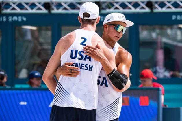 Miles Partain (USA) - Volleyball de plage - Beach volleyball, Beachvolleyball Men’s Beach Volleybal event, Preliminary pool D during the Olympic Games, Olympische Spiele, Olympia, OS Paris 2024 JO 2024 : Volleyball de plage - Jeux Olympiques 2024 - Paris2024 - Paris - 30 07 2024 DPPI Panoramic 