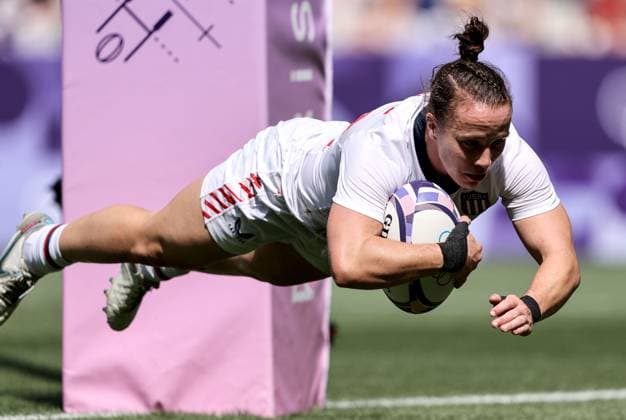 Paris 2024 Olympic Games, Olympische Spiele, Olympia, OS Stade de France, Saint-Denis, Paris, France 30 7 2024 Women™s Rugby Sevens - Semi-Final New Zealand vs USA USA™s Kristi Kirshe scores a try Kristi Kirshe scores a try 30 7 2024  Copyright: x INPHO DanxSheridanx AJ5I5696