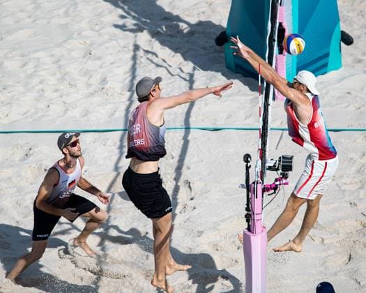 FRA, Olympic Games Paris 2024, Beach Volleyball Mens Preliminary Round Group C, 30 07 2024 Ehlers Wickler FRA vs Bassereau Lynell FRA FRA, Olympic Games Paris 2024, Beach Volleyball Mens Preliminary Round Group C 30 07 2024 Paris Copyright: xEibner-Pressefoto RogerxBuerkex EP_RBE