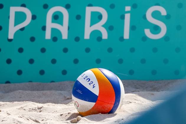 RUSSIA, PARIS - JULY 30, 2024: A womenâ€™s Pool E Beach volleyball, Beachvolleyball match takes place between Brazil and Lithuania during the 2024 Summer Olympics at the Eiffel Tower Stadium on the Champ de Mars. Alexander Shcherbak TASS  72547288