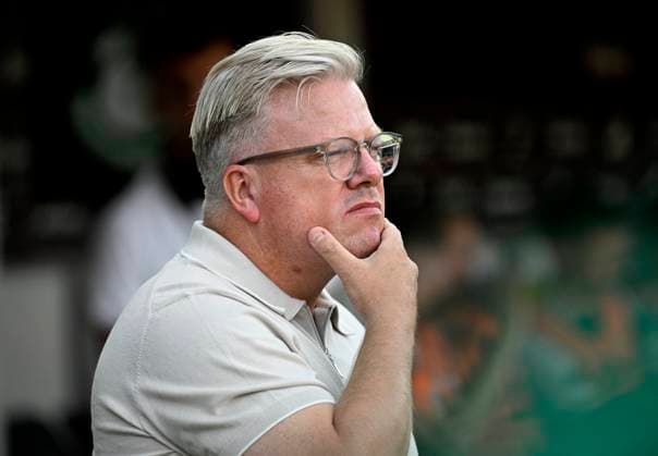 Head coach Lars Friis (Sparta) watches the AC Sparta Praha vs Shamrock Rovers return match of 2nd qualifying round for the UEFA Champions League, in Prague, Czech Republic, on July 30, 2024. (CTKxPhoto KaterinaxSulova) CTKPhotoP2024073011126  CTKPhotoP2024073011126