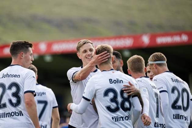 240730 Soren Rieks and Hugo Bolin of Malmö FF celebrate the 1 1 goal during the UEFA Champions League football match between Klaksvik and Malmö FF on July 30, 2024 in Klaksvik Photo Mathilda Ahlberg BILDBYRAN kod MA MA0693 fotboll football soccer fotball champions league klaksvik malmö ff bbeng qualifiers kval bbauto jubel  Copyright: MATHILDAxAHLBERG BB240730MA017