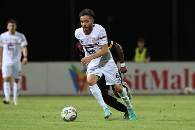 PAOLA, MALTA - JULY 30: Queven (R) of Ballkani is in action during the UEFA Europa Conference League, Second Qualifying Round, 2nd Leg soccer match between Hamrun Spartans and Ballkani at the Tony Bezzina Stadium, Paola, Malta on 30 July 2024. (Photo by Domenic Aquilina) Hamrun Spartans v Ballkani - UEFA Europa Conference League 2024 2025, Second Qualifying Round, 2nd Leg