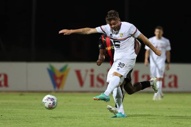 PAOLA, MALTA - JULY 30: Queven (R) of Ballkani is in action during the UEFA Europa Conference League, Second Qualifying Round, 2nd Leg soccer match between Hamrun Spartans and Ballkani at the Tony Bezzina Stadium, Paola, Malta on 30 July 2024. (Photo by Domenic Aquilina) Hamrun Spartans v Ballkani - UEFA Europa Conference League 2024 2025, Second Qualifying Round, 2nd Leg