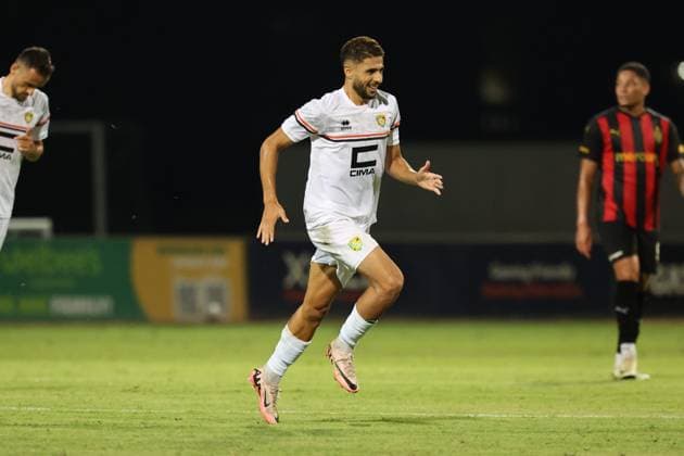 PAOLA, MALTA - JULY 30: Walid Hamidi of Ballkani is reacting after scoring the 0-1 goal for his team during the UEFA Europa Conference League, Second Qualifying Round, 2nd Leg soccer match between Hamrun Spartans and Ballkani at the Tony Bezzina Stadium, Paola, Malta on 30 July 2024. (Photo by Domenic Aquilina) Hamrun Spartans v Ballkani - UEFA Europa Conference League 2024 2025, Second Qualifying Round, 2nd Leg