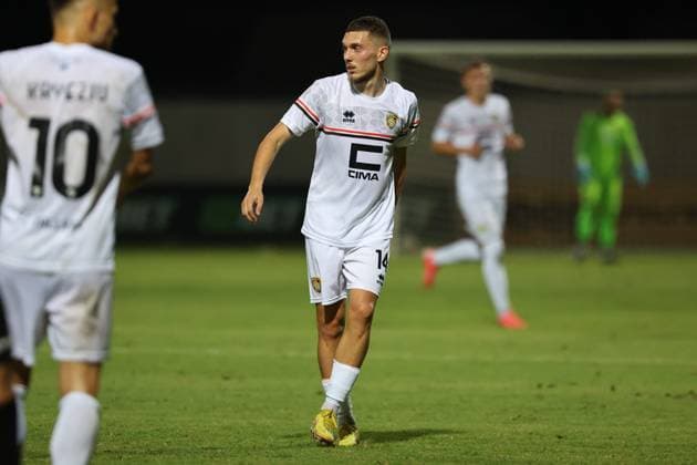 PAOLA, MALTA - JULY 30: Marsel Ismajlgeci of Ballkani is in action during the UEFA Europa Conference League, Second Qualifying Round, 2nd Leg soccer match between Hamrun Spartans and Ballkani at the Tony Bezzina Stadium, Paola, Malta on 30 July 2024. (Photo by Domenic Aquilina) Hamrun Spartans v Ballkani - UEFA Europa Conference League 2024 2025, Second Qualifying Round, 2nd Leg