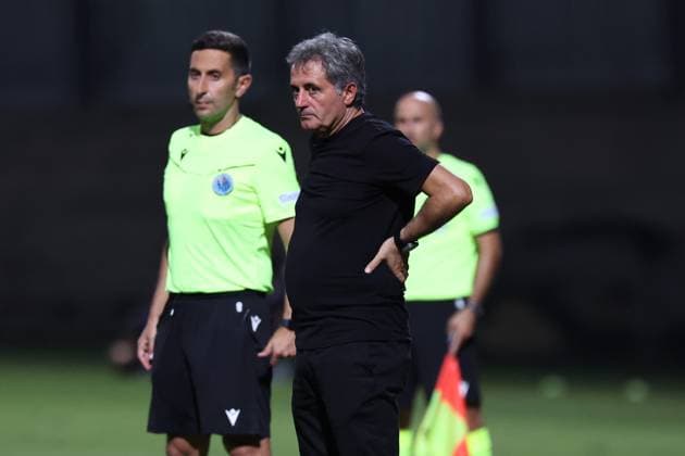 PAOLA, MALTA - JULY 30: Ilir Daja, head coach of Ballkani is reacting during the UEFA Europa Conference League, Second Qualifying Round, 2nd Leg soccer match between Hamrun Spartans and Ballkani at the Tony Bezzina Stadium, Paola, Malta on 30 July 2024. (Photo by Domenic Aquilina) Hamrun Spartans v Ballkani - UEFA Europa Conference League 2024 2025, Second Qualifying Round, 2nd Leg