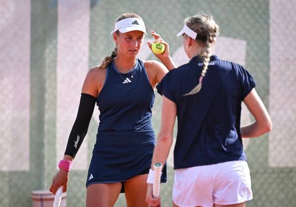 Tennis ITF Tour Ladies Open Hechingen 2024 30 07 2024 1 round doubles Emily Seibold left, GER and Marie Vogt right, GER