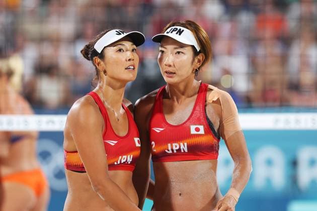 Akiko Hasegawa & Miki Ishii (JPN), JULY 30, 2024 - Beach volleyball, Beachvolleyball : Women s Preliminary match during the Paris 2024 Olympic Games, Olympische Spiele, Olympia, OS at Eiffel Tower Stadium in Paris, France. Noxthirdxpartyxsales  (261366688)