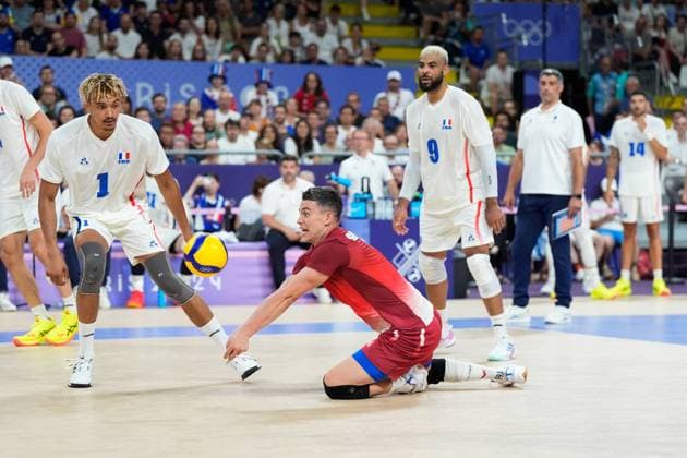 Paris 2024 - Volleyball NG Volleyball Men’s Preliminary round France vs Canada during 2024 Olympic summer games, Paris 2024, Paris, France on July, 30 2024. Photo by Nicolas Gouhier ABACAPRESS.COM Paris France  Copyright: xGouhierxParisx2024 ABACAx