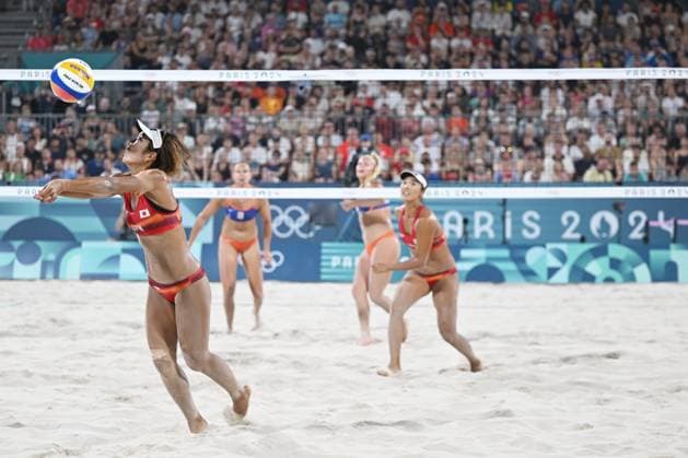 Akiko Hasegawa & Miki Ishii (JPN), JULY 30, 2024 - Beach volleyball, Beachvolleyball : Women s Preliminary match during the Paris 2024 Olympic Games, Olympische Spiele, Olympia, OS at Eiffel Tower Stadium in Paris, France. Noxthirdxpartyxsales  (261378906)