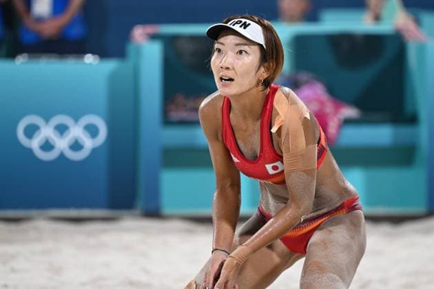 Akiko Hasegawa & Miki Ishii (JPN), JULY 30, 2024 - Beach volleyball, Beachvolleyball : Women s Preliminary match during the Paris 2024 Olympic Games, Olympische Spiele, Olympia, OS at Eiffel Tower Stadium in Paris, France. Noxthirdxpartyxsales  (261378976)
