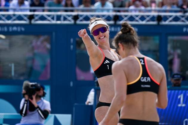 Olympic Games Beach Volleyball Paris 31 07 2024 Preliminary round, Women, GER CZE, Svenja Mueller 1, GER , Cinja Tillmann 2, GER , Copyright: xBEAUTIFULxSPORTS TomxBlochx