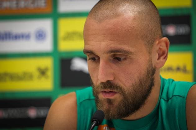 SOCCER - UEFA EL, Rapid vs Krakow VIENNA,AUSTRIA,31.JUL.24 - SOCCER - UEFA Europa League, qualification, SK Rapid Wien vs Wisla Krakow, preview, press conference, PK, Pressekonferenz Rapid. Image shows Lukas Grgic (Rapid).  GEPAxpictures xDavidxBitzan