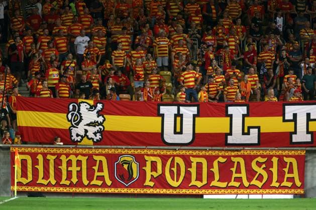 Fußball, CL-Quali, Jagiellonia Bialystok - FK Panevezys Bialystok, 31.07.2024 Eliminacje Ligi Mistrzow UEFA, Pilka nozna sezon 2024 25 druga runda kwalifikacyjna ---- Qualifications UEFA Champions League football game Jagiellonia Bialystok - FK Panevezys kibice Jagiellonii FOT. MARCIN SOLARZ FOTOPYK NEWSPIX.PL --- Newspix.pl  20240731MS0033