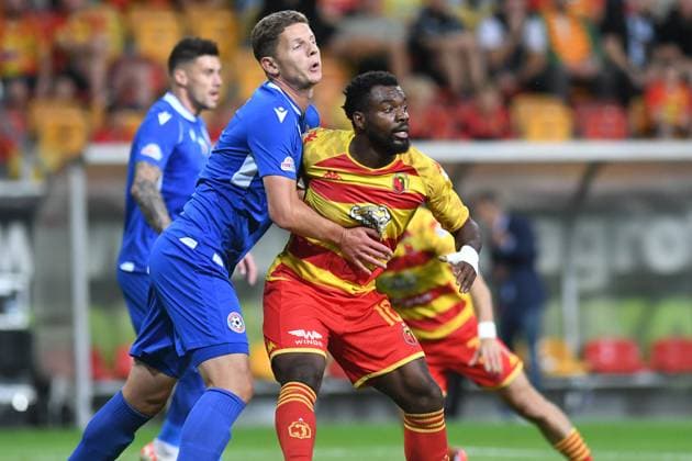 Fußball, CL-Quali, Jagiellonia Bialystok - FK Panevezys 2024.07.31 Bialystok Pilka nozna, UEFA Liga Mistrzow, sezon 2024 2025 Jagiellonia Bialystok (zolto-czerwone) - FK Panevezys N z Afimico Pululu ( P ) Foto Michal Kosc PressFocus 2024.07.31 Bialystok Football, UEFA Champions League, 2024 25 season Jagiellonia Bialystok (red-yellow) - FK Panevezys Credit: Michal Kosc PressFocus NEWSPIX.PL --- Newspix.pl  20240731PF_MK20240731_01075