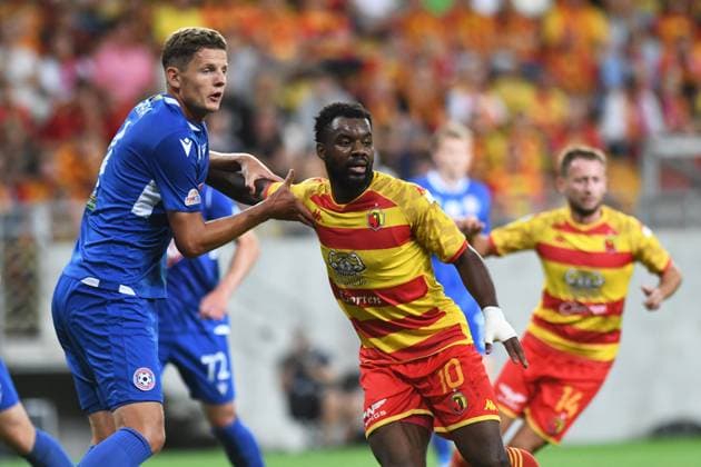 Fußball, CL-Quali, Jagiellonia Bialystok - FK Panevezys 2024.07.31 Bialystok Pilka nozna, UEFA Liga Mistrzow, sezon 2024 2025 Jagiellonia Bialystok (zolto-czerwone) - FK Panevezys N z Afimico Pululu ( P ) Foto Michal Kosc PressFocus 2024.07.31 Bialystok Football, UEFA Champions League, 2024 25 season Jagiellonia Bialystok (red-yellow) - FK Panevezys Credit: Michal Kosc PressFocus NEWSPIX.PL --- Newspix.pl  20240731PF_MK20240731_01307