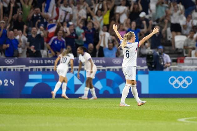 Lyon, France, July 31th 2024: Players of France celebrates after scoring during the Olympic Games, Olympische Spiele, Olympia, OS Paris 2024 Women Group A football match between New Zealand and France at Stade de Lyon in Lyon, France. (Ane Frosaker SPP) Copyright: xAnexFrosakerx xSPPx spp-en-AnFrSp-_F_23725