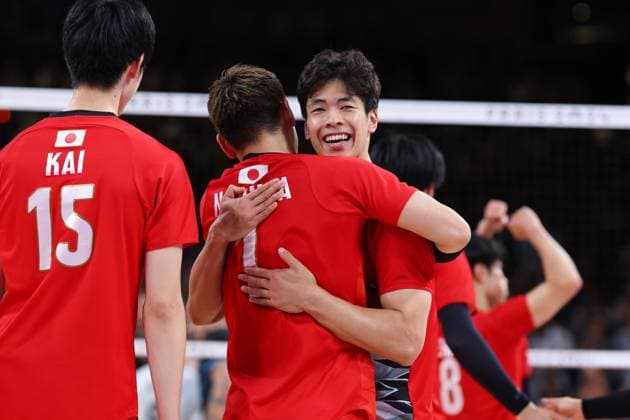 Kento Miyaura, Japan team group, Mannschaftsbild, Totale (JPN), JULY 31, 2024 - Volleyball : Men s Preliminary Round - Pool C match between Japan 3-1 Argentina during the Paris 2024 Olympic Games, Olympische Spiele, Olympia, OS at South Paris Arena in Paris, France. Noxthirdxpartyxsales  (261509984)