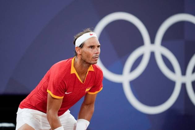 PARIS, FRANCE JULY 31 Portrait headshot close up of Rafael Nadal of Spain during the Tennis Men s Double Quarterfinal on day five of the Olympic Games Paris 2024 at Roland Garros on July 31, 2024 in Paris, France Paris Roland Garros France Copyright: xJustPictures.ch DanielaxPorcellix jp-en-EuSpIm-20240731-_DP13766