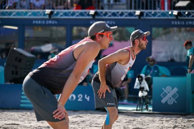 Olympic Games Beach Volleyball Paris 01 08 2024 Preliminary round, Men, GER AUS, Nils Ehlers 1, GER , Clemens Wickler 2, GER , Copyright: xBEAUTIFULxSPORTS TomxBlochx