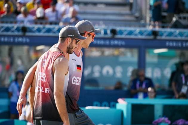Olympic Games Beach Volleyball Paris 01 08 2024 Preliminary round, Men, GER AUS, Nils Ehlers 1, GER , Clemens Wickler 2, GER , Copyright: xBEAUTIFULxSPORTS TomxBlochx