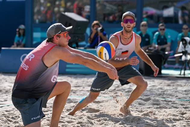 Olympic Games Beach Volleyball Paris 01 08 2024 Preliminary round, Men, GER AUS, Nils Ehlers 1, GER , Clemens Wickler 2, GER , Copyright: xBEAUTIFULxSPORTS TomxBlochx