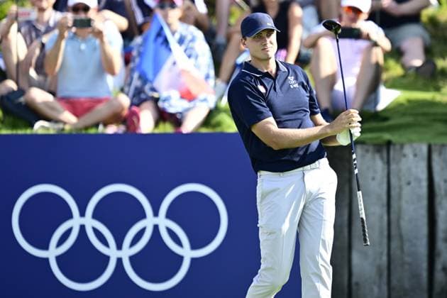 PARIS, FRANCE 20240801 Swedens Ludvig Aberg during the mens golf competition at Le Golf National during the Summer Olympics in Paris PARIS FRANCE Olympics x10030x  Copyright: xJonasxEkströmer TTx OS 2024 GOLF