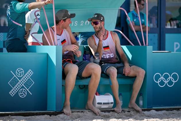 Olympic Games Beach Volleyball Paris 01 08 2024 Preliminary round, Men, GER AUS, Nils Ehlers 1, GER , Clemens Wickler 2, GER , Copyright: xBEAUTIFULxSPORTS TomxBlochx