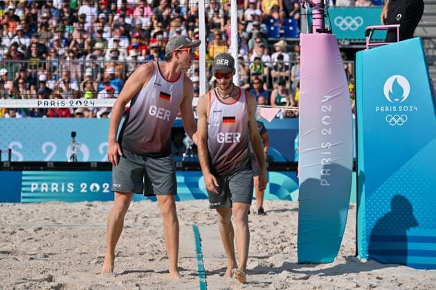 Olympic Games Beach Volleyball Paris 01 08 2024 Preliminary round, Men, GER AUS, Nils Ehlers 1, GER , Clemens Wickler 2, GER , Copyright: xBEAUTIFULxSPORTS TomxBlochx