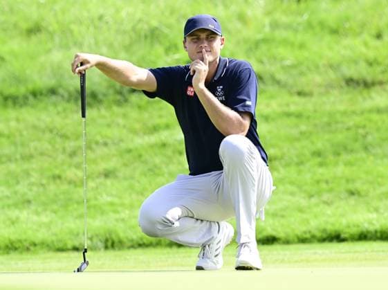 PARIS, FRANCE 20240801 Swedens Ludvig Aberg during the mens golf competition at Le Golf National during the Summer Olympics in Paris PARIS FRANCE Olympics x10030x  Copyright: xJonasxEkströmer TTx OS 2024 GOLF
