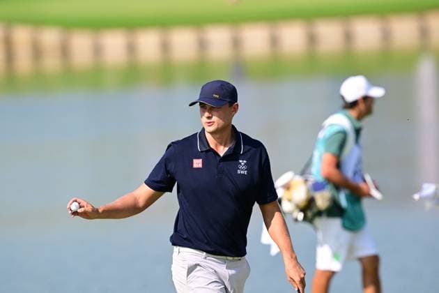 PARIS, FRANCE 20240801 Swedens Ludvig Aberg during the mens golf competition at Le Golf National during the Summer Olympics in Paris PARIS FRANCE Olympics x10030x  Copyright: xJonasxEkströmer TTx OS 2024 GOLF