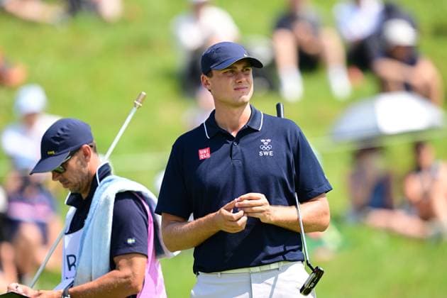 PARIS, FRANCE 20240801 Swedens Ludvig Aberg during the mens golf competition at Le Golf National during the Summer Olympics in Paris PARIS FRANCE Olympics x10030x  Copyright: xJonasxEkströmer TTx OS 2024 GOLF