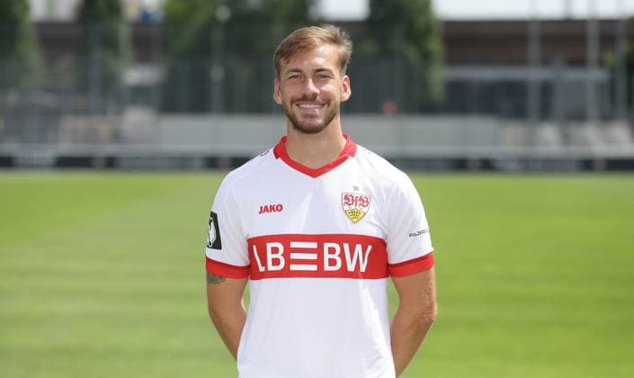 Stuttgart , Photo appointment , Dominik Nothnagel VfB Stuttgart II 3 Liga portrait appointment 2024 2025