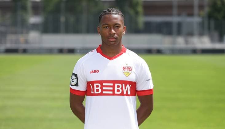 Stuttgart , Photo appointment , Jarzinho Malanga VfB Stuttgart II 3 Liga portrait appointment 2024 2025