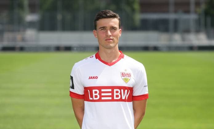 Stuttgart , Photo session , Leonhard Münst VfB Stuttgart II 3 Liga portrait appointment 2024 2025