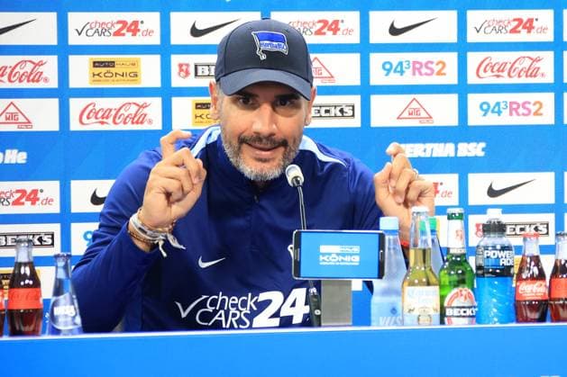 DEU, DFL, 2 FBL, Hertha BSC, Press conference, 01 08 2024, Hertha Geschaeftsstelle, Berlin, DEU, DFL, 2 FBL, Hertha BSC, Press conference, im Bild Cheftrainer Cristian Fiel Hertha BSC Berlin , DFL regulations prohibit any use of Photographs as image sequences and or quasi video Foto Juergen Engler nordphoto GmbH nordphotoxGmbHx xEngler nph00076