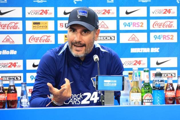 DEU, DFL, 2 FBL, Hertha BSC, Press conference, 01 08 2024, Hertha Geschaeftsstelle, Berlin, DEU, DFL, 2 FBL, Hertha BSC, Press conference, im Bild Cheftrainer Cristian Fiel Hertha BSC Berlin , DFL regulations prohibit any use of Photographs as image sequences and or quasi video Foto Juergen Engler nordphoto GmbH nordphotoxGmbHx xEngler nph00076