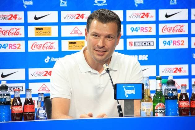 DEU, DFL, 2 FBL, Hertha BSC, Press conference, 01 08 2024, Hertha Geschaeftsstelle, Berlin, DEU, DFL, 2 FBL, Hertha BSC, Press conference, in the picture Benjamin Weber Sports Director, Hertha BSC Berlin DFL regulations prohibit any use of Photographs as image sequences and or quasi video Foto Juergen Engler nordphoto GmbH nordphotoxGmbHx xEngler nph00076