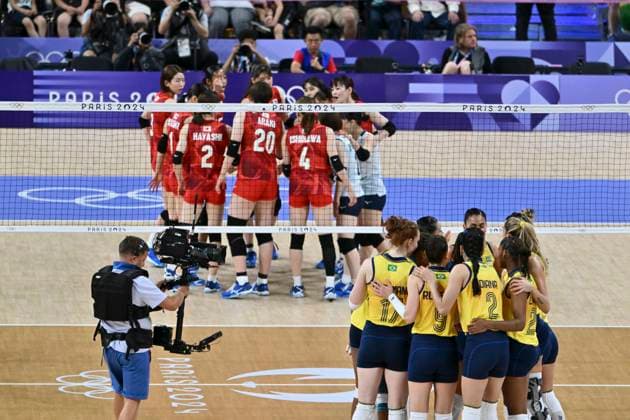 Brazil (BRA) vs Japan (JPN), Volleyball Women s Preliminary Round at Paris South Arena 1, during the Paris 2024 Olympic Games, Olympische Spiele, Olympia, OS 01 August 2024, Paris, France. Noxthirdxpartyxsales  (261585397)