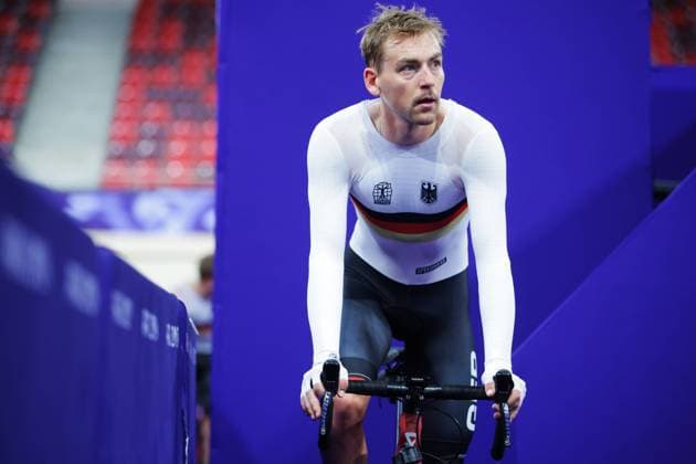 Paris 2024 Olympic Games, Olympische Spiele, Olympia, OS Picture by Ed Sykes SWpix.com - 02 08 2024 - Paris 2024 Olympic Games - Cycling Track - National Velodrome, Saint-Quentin-en-Yvelines, France - Training Session - Theo Reinhardt (Germany) Copyright: x xSWpix.comx(t axPhotographyxHubxLtd)xEdxSykes SWpix.comx SWP-2602-2536